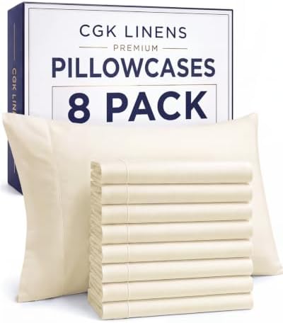 King Pillow Cases - 8 Pack Soft Pillowcase Covers - 20" x 40" (Off White) by CGKUnlimited