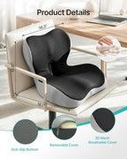 PEGZONE Seat Cushion & Lumbar Support Pillow Memory Foam, Black & Gray - Image 2