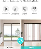 Window Privacy Film Frosted, Red Striped Non-Adhesive Static Cling Window Tint, Modern Stripes Farmhouse Simples Rustic Insulated Windows Frosted Films for Living Room, 35.4 x 78.7 Inches - Image 6