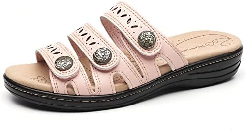 Women's Comfort Leather Slides Lightweight Flat Sandals Cute Slip On Casual Walking Slippers - Image 2