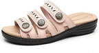 Women's Comfort Leather Slides Lightweight Flat Sandals Cute Slip On Casual Walking Slippers - Image 2