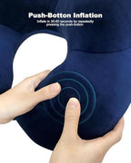 QUQUQ Travel Neck Pillow for Sleeping Self-Inflatable Travel Neck Pillow Velvet Washable for Airplanes Comfortable - Image 3