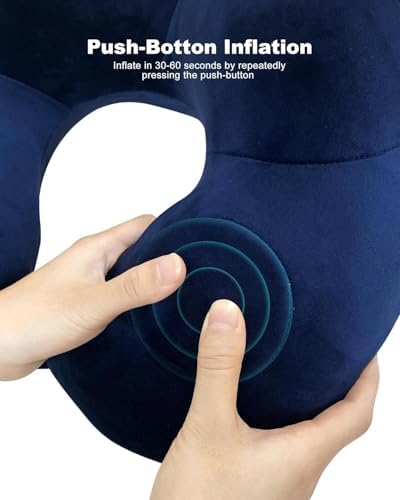 QUQUQ Travel Neck Pillow for Sleeping Self-Inflatable Travel Neck Pillow Velvet Washable for Airplanes Comfortable - Image 3