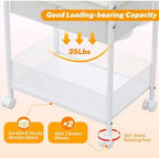 3-Tier Diaper Caddy Organizer & Rolling Cart,Metal Utility Cart with 4+2 Dividers & Lockable Silent Casters, Mobile Storage Cart for Nursery Essentials, Multi-Purpose for Kidsroom Changing Table - Image 2