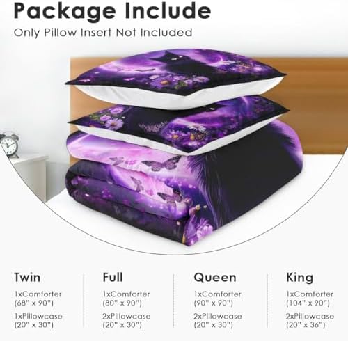 Comforter Set of 3, Full, Bedroom Decor Space Cat - Image 6