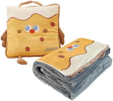 2-in-1 Travel Blanket and Pillow, Soft Airplane Blanket with Pillowcase, Luggage Sleeve and Backpack Clip, Lightweight Cozy Travel Blanket (Yellow) by Unknown
