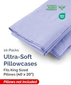 King Pillow Cases - 10 Pack Soft Pillowcase Covers - 20" x 40" (Lavender) - Image 2