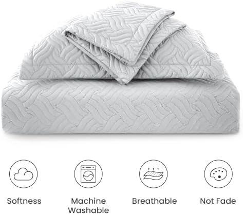 Love's cabin California King Quilt, Soft Bedspread Comforter, Light Grey - Image 6