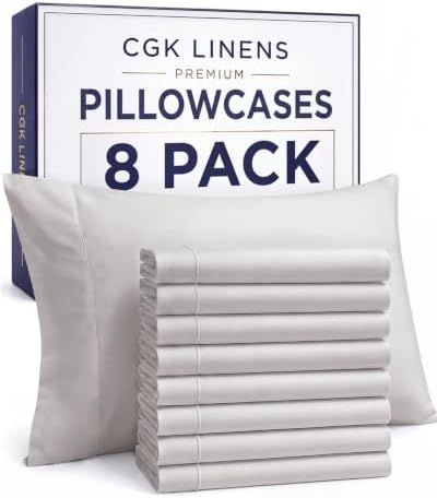 Queen Pillow Cases - 8 Pack Pillowcase Covers - 20" x 30" (French Grey) by CGKUnlimited