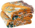 LUTBM Boho Throw Blanket for Bed 60"x80", 100% Cotton Yellow Couch Blankets by LUTBMFindYourFreeSpiritatHome