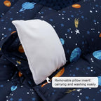 PHF Toddler Nap Mat with Removable Pillow and Minky Blanket, Rollup Design Kids Sleeping Mat, Slumber Bags for Boys, 55"x23" Toddler Sleeping Bag for Daycare Preschool Travel Camping, Space - Image 5