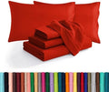Elegant Comfort Luxury Soft 1500 Premium Hotel Quality Microfiber Wrinkle and Fade Resistant Cozy 6-Piece Bedding Set, Easy All Around Elastic Fitted Sheet, Deep Pocket, Queen, Red by ELEGANTCOMFORT