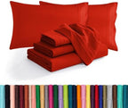 Elegant Comfort Luxury Soft 1500 Premium Hotel Quality Microfiber Wrinkle and Fade Resistant Cozy 6-Piece Bedding Set, Easy All Around Elastic Fitted Sheet, Deep Pocket, Queen, Red by ELEGANTCOMFORT