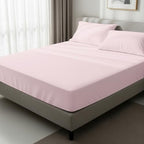 Pizuna Pure 100% Cotton King Fitted Sheet 600 Thread Count Light Pink by Pizuna