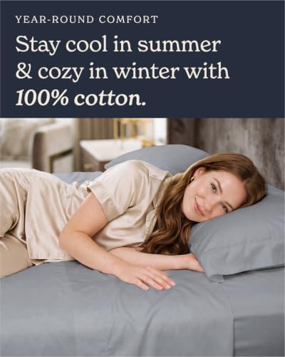 Beckham Hotel Collection King Pillow Cases Set of 2, Cool Touch Sateen Pillowcases, 500TC Cotton, Silky Smooth & Soft, Open End, Light Gray - Image 6