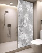 Window Privacy Film Frosted, Grey Botanical Static Cling Door Window Covering, Summer Palm Leaves Foliage Tropical UV Blocking Windows Film for Office, Hotel, Bedroom, 29.5 x 78.7 Inches - Image 3