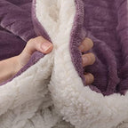 NANPIPER King Size Sherpa Blanket, Soft Fleece Throw for Bed, Reversible Thick Fuzzy Blanket for Winter (Cassis Purple, 90x108 inches) - Image 5