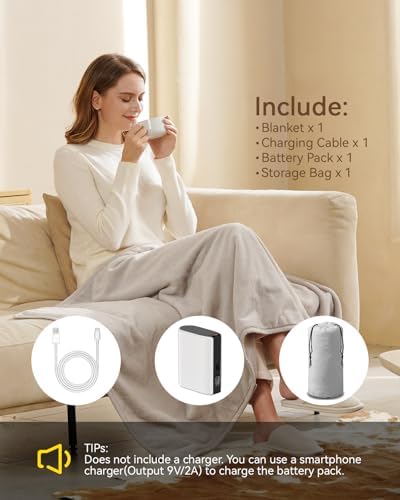 Cordless Heated Blanket with Battery Pack - Rechargeable Heated Shawl & Portable Heated Throw,Far-Infrared Heating,Wearable Blanket for Office,Travel,Car & Outdoor, Gift for People Who Are Always Cold - Image 7