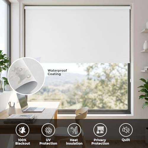 NUTRO CHILL Blackout Roller Shades Blinds for Windows 35" W x 68" L White - Image 3