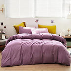 Luxlovery Purple Comforter Set Full Dusty Purple Bedding Comforter Set Modern Solid Lilac Soft Breathable Pale Mauve Blanket Quilts 3 Piece Bedding Set for Women Men Adults - Image 2