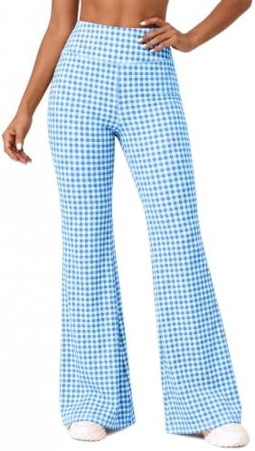 Aoysky Womens Wide Leg Gingham Yoga Pants High Waist Casual Lounge Pants by Aoysky