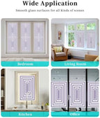 Window Privacy Film Frosted, Purple White Geometric Static Cling Door Window Covering, Square Minimalist Modern UV Blocking Windows Film for Office, Hotel, Bedroom, 29.5 x 78.7 Inches - Image 7