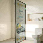 Summer Truck Lemon Window Privacy Film Rainbow Static Cling Stain Glass Window Film for Glass Door, Decorative Heat Blocking Sunroof Decal Sticker for Car 35.4"x78.7" Nautical Coastal Linen Texture by AMZRicher