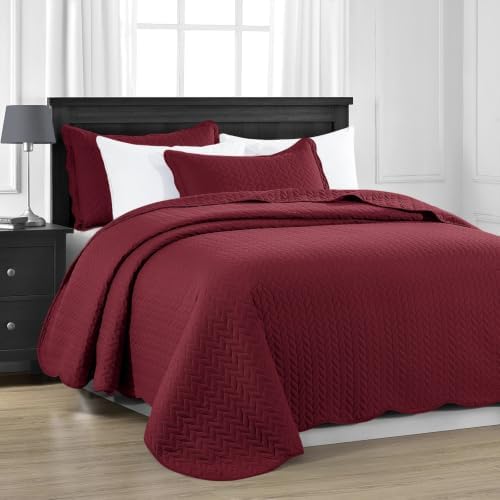California King Quilt Set Bedspread Bedding Leaf Red 118x106 - Image 2
