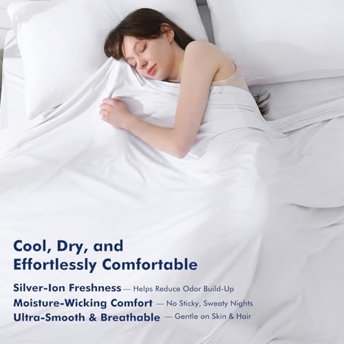 Elegear Silver-Infused Cooling Blanket for Hot Sleepers, Queen White - Image 4