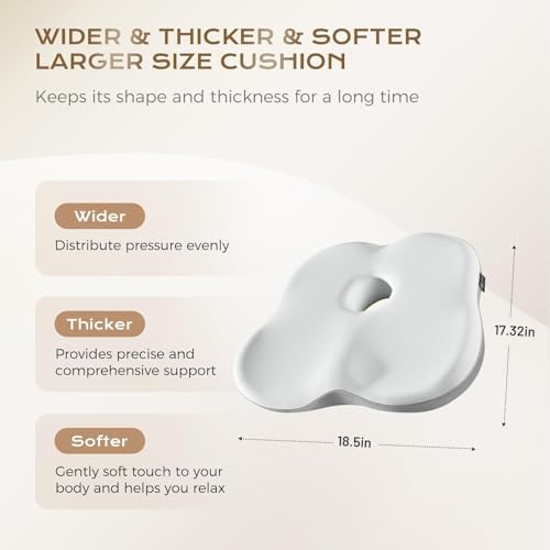 Coverado Car Seat Cushion for Long Driving, Gaming Chair, Desk, Office Chair Cushion for Back Sciatica Tailbone Pain Relief, Ergonomic Memory Foam Seat Cushion Automotive Chair Pillow 59007 Gray - Image 2