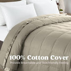 puredown® California King Blanket - Soft Lightweight Down Blanket for All Seasons, Cozy Warm Luxury Bed Blanket with Satin Trim, Khaki (110"X98") - Image 3