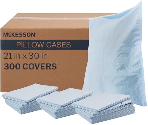 McKesson Disposable Pillow Case Covers [300 Count] Bulk Pillowcase, Single-Use for Medical Hospital Travel, Standard Size, Blue, 21 in x 30 in by McKesson