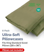 King Standard Pillow Cases - 6 Pack Pillowcases, 20" x 36" - Sage Green - Image 2