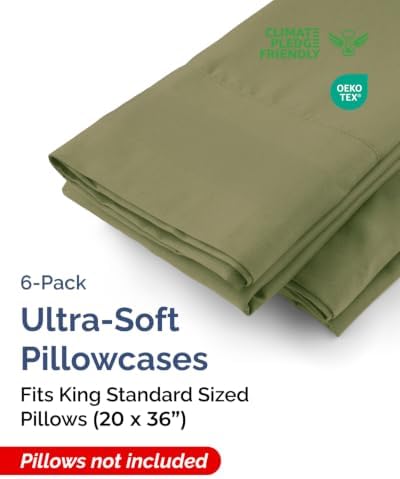 King Standard Pillow Cases - 6 Pack Pillowcases, 20" x 36" - Sage Green - Image 2