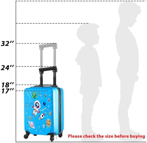 Sanwuta 4 Pcs Hardside Kids Luggage Set Space Blue 18 Inch Astronaut - Image 5