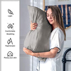 Suatien Mulberry Silk Pillow Cases 2 Pack King Size, Gray - Image 3