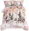 HOSIMA Girls Farm Wild Animal Horse Comforter Twin with 2 Pillowcases. by HOSIMA