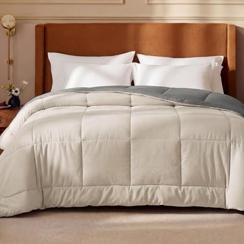 Bedsure Twin Comforter Duvet Insert - Bed Comforter Quilted, Beige/Grey by BEDSURE