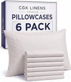 Queen Pillow Cases - 6 Pack Soft Pillowcase Covers - 20" x 30" (Light Grey) by CGKUnlimited