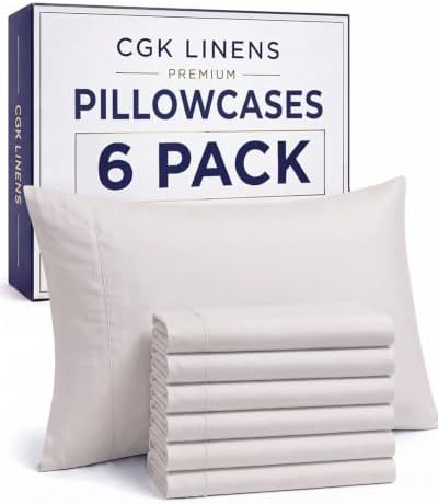 Queen Pillow Cases - 6 Pack Soft Pillowcase Covers - 20" x 30" (Light Grey) by CGKUnlimited