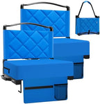 Stadium Seats with Back Support and Cushion Thick Padded Bleacher Chairs with Shoulder Strap, Portable Folding Stadium Seat Chairs for Bleachers Include Cup Holder and Side Pocket (Blue, 2pcs) by DELIGHTYOURLIFE