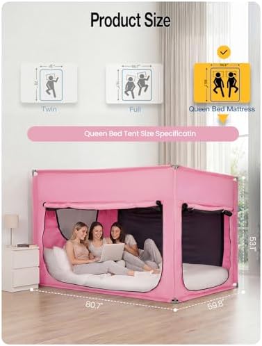 ANC POP Portable Bed Tent, Blackout Privacy Canopy with 3 Doors & Breathable Mesh, Large Space for Adults, Indoor Sleeping Shelter for Dorms/Shared Rooms - Image 2