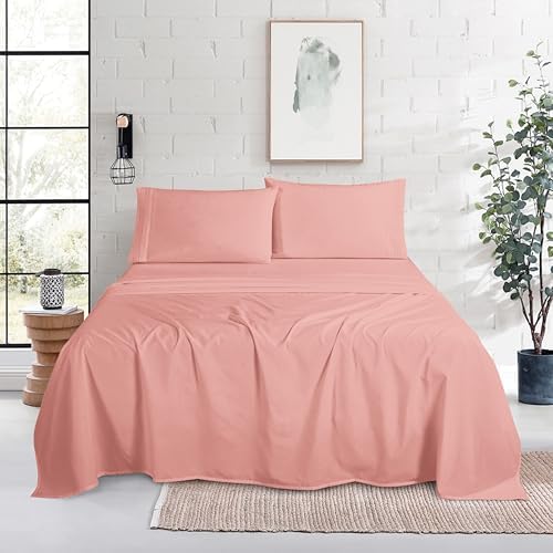 Mocassi Cal King Size 4-Piece Bed Sheet Set - 1800 Premium Hotel Quality Microfiber 18-24 Inches Extra Deep Pocket Fitted Sheet- Luxury Soft, Breathable, Wrinkle, and Fade Resistant, Dusty Rose - Image 2