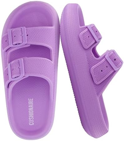 CUSHIONAIRE Fame Pillow Recovery Sandals for Women, Adjustable Double Buckle Waterproof EVA Cloud Slides for Women by Cushionaire