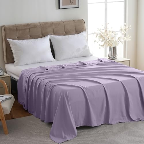 ZPECC King Flat Sheets Only Lavender 6 Pack, Color-Coded Hem Threads - Image 2