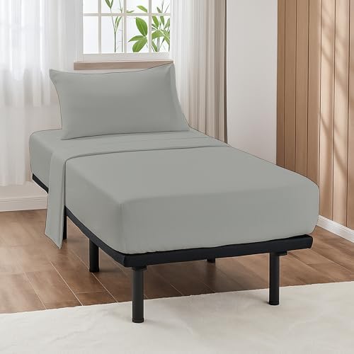 ARlinen 4 PCs Cot Sheets Sets 30" X 80", Egyptian Cotton Fitted Mattress Fits Upto 4"-8" Deep Perfect for Narrow Twin/RV Bunk/Guest Bed Replacement/Camping, Light Grey by ARlinen