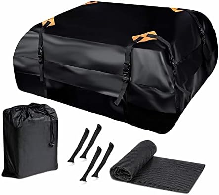 ZONETECH Car Roof Cargo Bag Water Resistant with a Protective Anti Slip Mat – 8 Reinforced Premium Quality Straps Rubberized Extra Cushioning Pad, Travel, Touring, Road Trips for Vehicle, SUV by ZONETECH