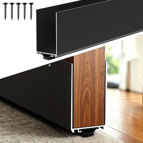 36" Metal Door Sweep with Kick Plate for 1-3/4" Thick Standard Exterior Doors, Aluminum and Vinyl U-Shape Screw-on Draft Stopper for Bottom, Blocks Dust, Insects & Drafts Saves Energy(Black) by Unknown