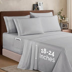 Elegant Comfort 1500 Premium Quality 6-Piece Bed Sheet Set - 18-24 Inch Extra Deep Pocket, Smart Storage Pockets, Wrinkle Free Ultra Soft 6PC Extra Deep Pocket Sheets, King, Silver Gray - Image 2