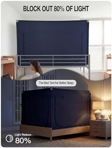 ANC POP Portable Bed Tent, Blackout Privacy Canopy with 3 Doors & Breathable Mesh, Large Space for Adults, Indoor Sleeping Shelter for Dorms/Shared Rooms - Image 6